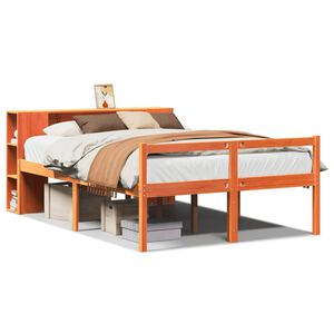 vidaXL Bed met boekenkast zonder matras hout wasbruin 140x190 cm