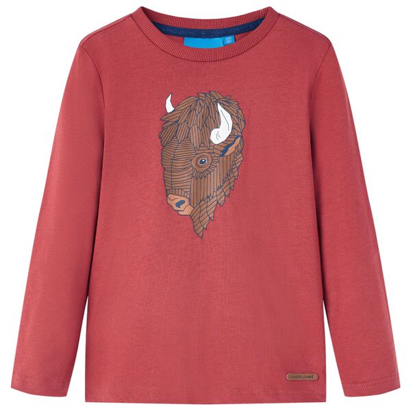 Kindershirt met lange mouwen 128 roodbruin