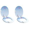 vidaXL Zachte sluit toiletbril 2 st Blauw 44 x 38 cm MDF-plaat