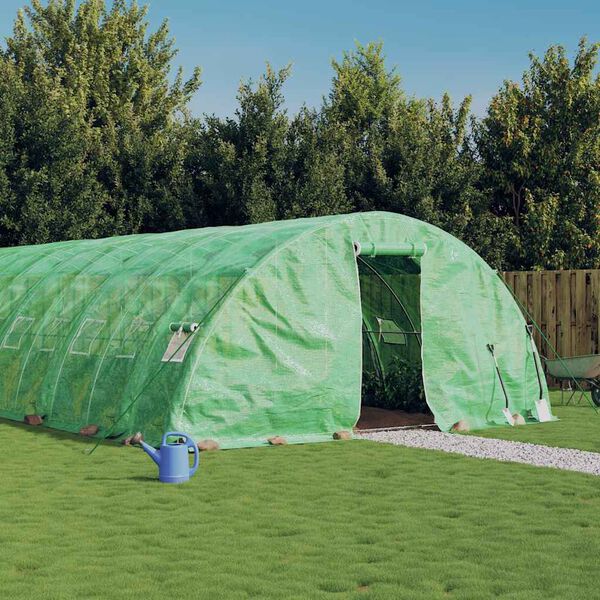 vidaXL Tuinkas met stalen frame 70 m&sup2; 14x5x2,3 m groen