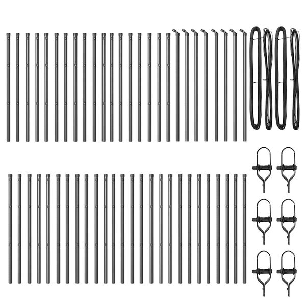 vidaXL Hek Post Anders 52 pcs Grijs 3,2 x 3,2 x 120 cm Staal