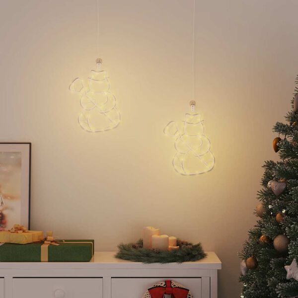 vidaXL Kerstverlichting sneeuwpop silhouet 2 st 35 LEDs warm wit