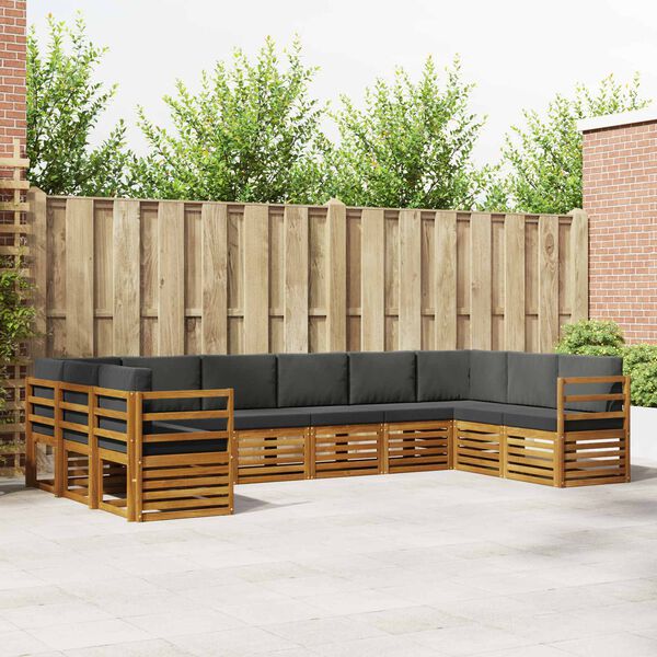 vidaXL Sofa-Sets 10 pcs Natuurlijk en Antraciet Massief Acaciahout