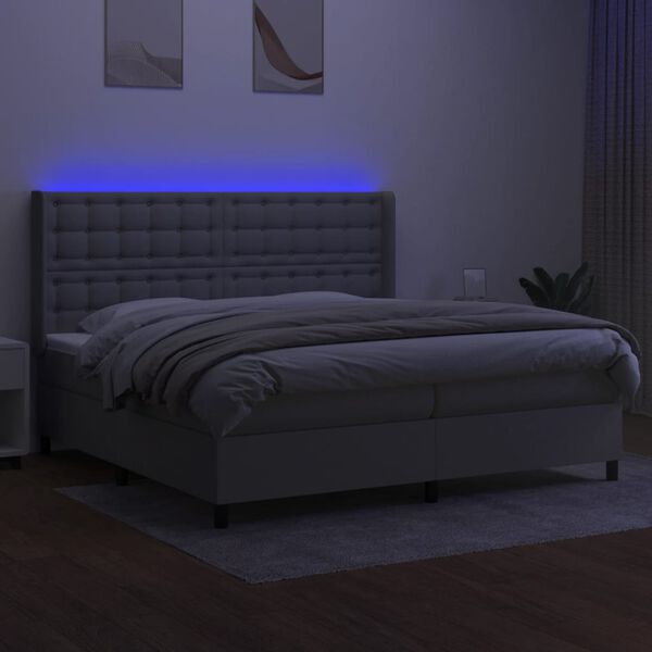 vidaXL Boxspring met matras en LED stof lichtgrijs 200x200 cm
