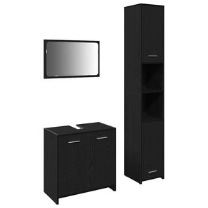 vidaXL Badkamermeubelset 3 st Zwart Eiken 30 x 30 x 183,5 cm