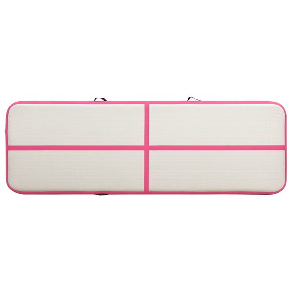 vidaXL Gymnastiekmat met pomp opblaasbaar 400x100x15 cm PVC roze