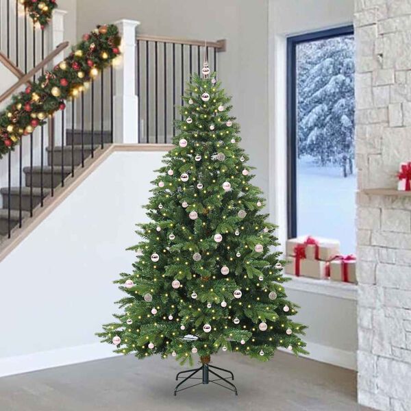 vidaXL Kunstkerstboom met 300 LED met standaard Groen 240 cm PE en PVC