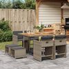 vidaXL 9-delige Tuinset met kussens poly rattan grijs