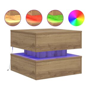 vidaXL Salontafel met LED-verlichting 50x50x40cm artisanaal eikenkleur