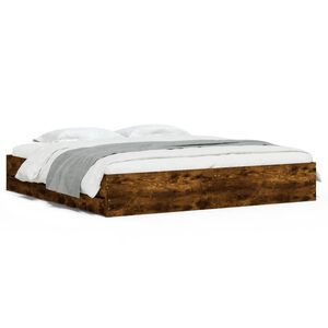 vidaXL Bedframe met lades bewerkt hout gerookt eikenkleurig 160x200 cm
