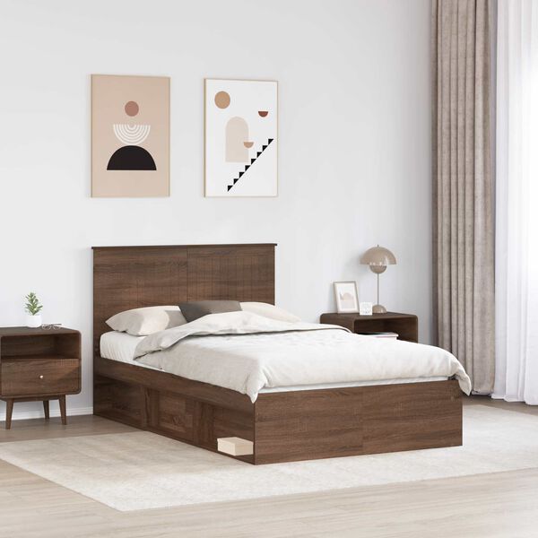 vidaXL Bedframe Bruin Eiken 120 x 190 cm Massief grenenhout