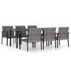 vidaXL 7-delige Tuinset poly rattan grijs