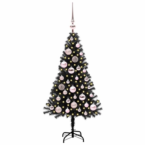 vidaXL Kerstboom met 150 LED met standaard Zwart 120 cm PVC