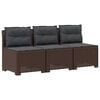 vidaXL 3-zits tuinbank met kussens in rattanlook 3-zits PP Bruin