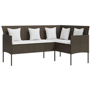vidaXL Loungebank met kussens L-vormig poly rattan bruin