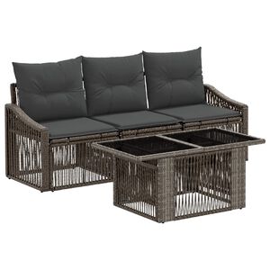vidaXL Tuinbankenset 4 st Grijs en Donkergrijs poly rattan