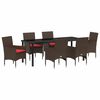 vidaXL Tafel en stoelen set 7 st Bruin PE Rattan