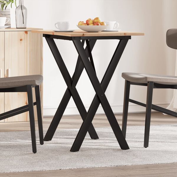 vidaXL Eettafel X-frame 80x50x75 cm massief grenenhout en staal