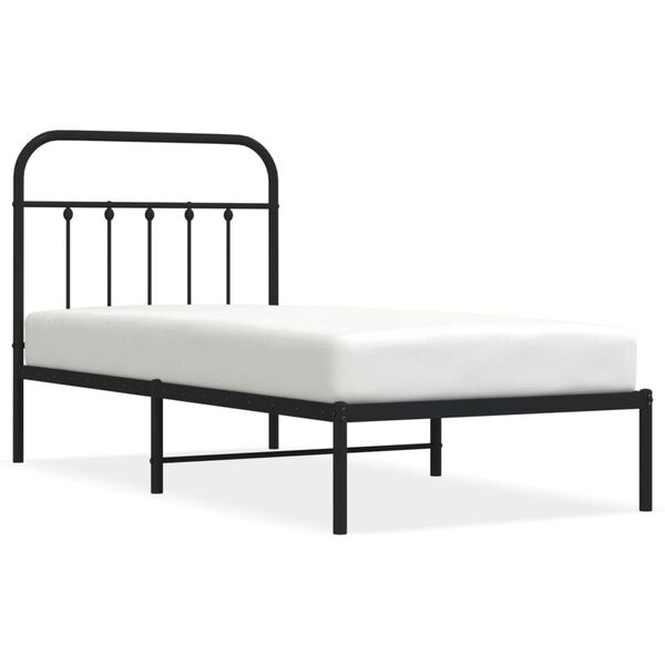 vidaXL Bedframe met hoofdbord metaal zwart 90x190 cm