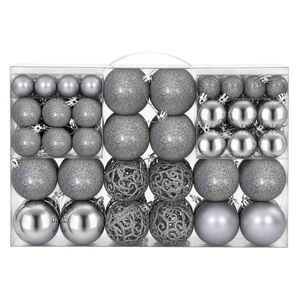 vidaXL Kerstballen 100 st 3/4/6 cm grijs