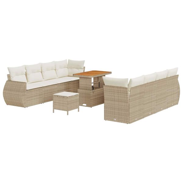 vidaXL Tuin Sofa Set met opslag 11 pcs Beige Poly riet