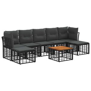 vidaXL Buiten bankenset 8 pcs Zwart en Donkergrijs Polyester