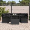 vidaXL Tuin Sofa Set met kussen met opslag 7 pcs Zwart Poly Rattan