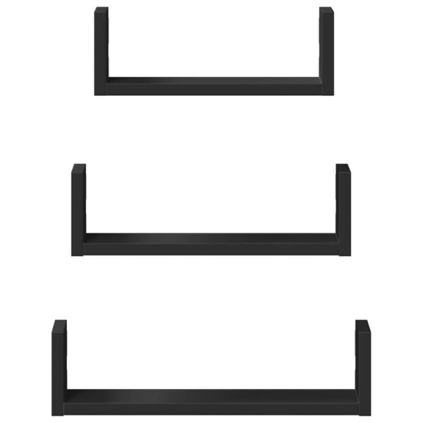 vidaXL Wandschappen 3 st bewerkt hout zwart