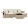 vidaXL 6-delige Loungeset met kussens poly rattan beige