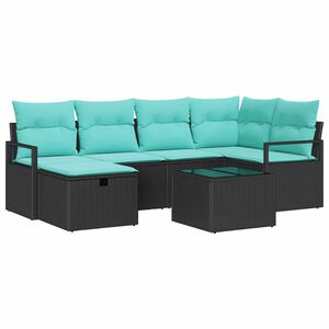 vidaXL Bankstel 7 st 6-Aantal zitplaatsen Zwart en Turquoise
