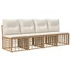 vidaXL 4-Zits Tuin Sofa Armloos met kussen 4 pcs Naturel poly rattan