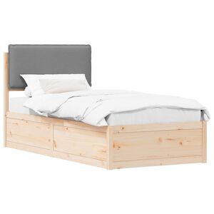 vidaXL Bedframe met Gevoerd Hoofdgedeelte Lichtgrijs 90 x 190 cm
