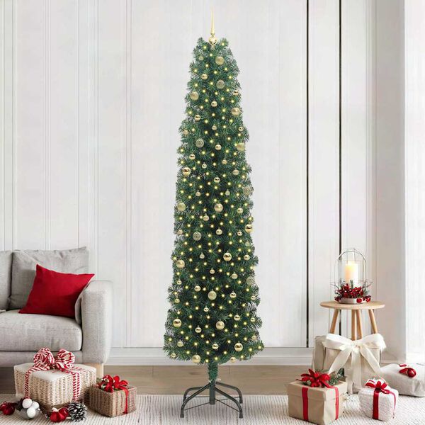 vidaXL Kunstkerstboom Groen 240 cm PVC en Staal en Kunststof