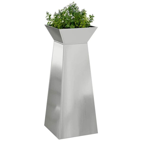 vidaXL Pilaar Plantenbak 2 pcs Zilver 40 x 40 x 100 cm