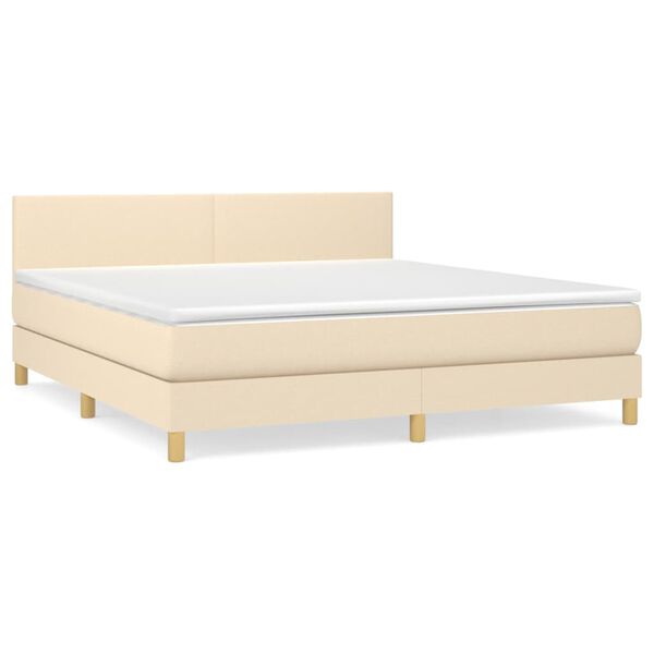 vidaXL Boxspring met matras stof cr&egrave;mekleurig 160x200 cm