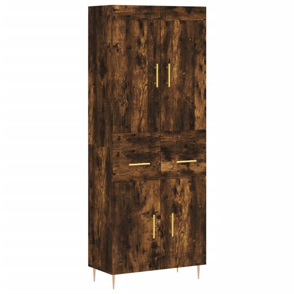 vidaXL Hoge kast 69,5x34x180 cm bewerkt hout gerookt eikenkleurig