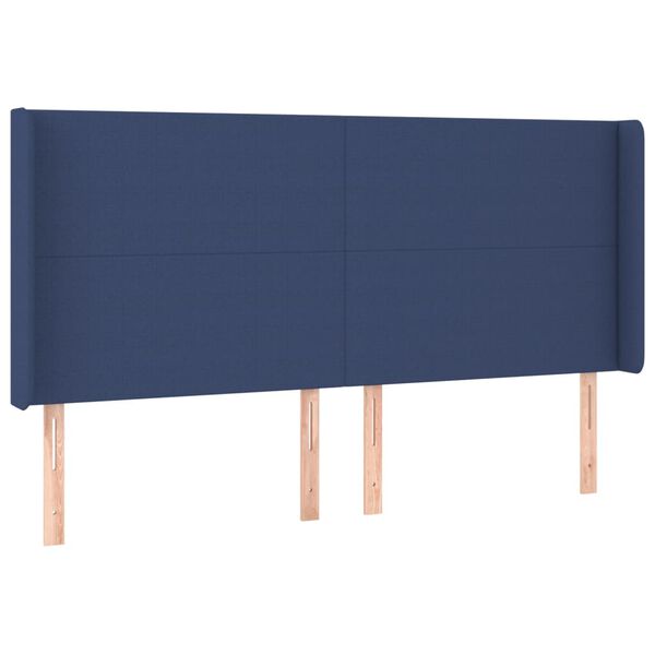 vidaXL Hoofdbord met randen 163x16x118/128 cm stof blauw