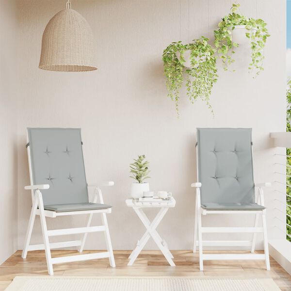 vidaXL Stoelkussens 2 st hoge rug 120x50x4 cm stof lichtgrijs