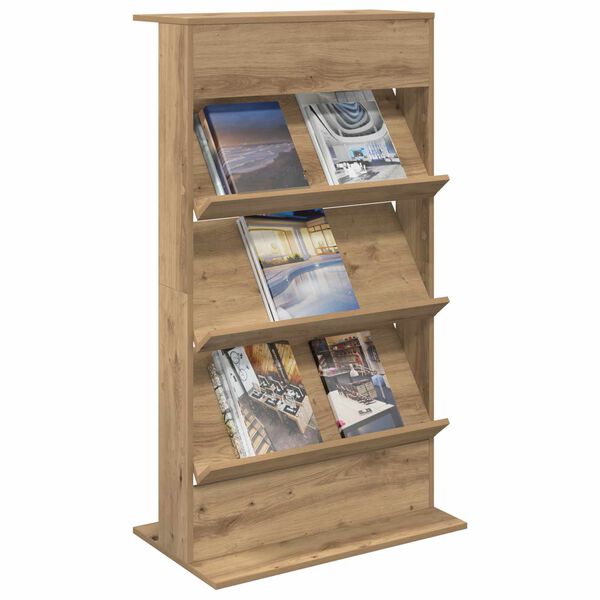 vidaXL Tijdschrift Rek Artisan Eiken 70 x 41 x 126 cm Bewerkt hout