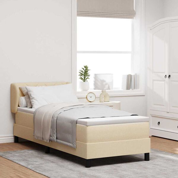 vidaXL Boxspringbed met matras met hoofdeinde Cr&egrave;me 80 x 200 cm Stof
