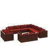 vidaXL 11-delige Loungeset met kussens poly rattan bruin