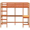 vidaXL Hoogslaper met bureau massief grenenhout wasbruin 90x190 cm