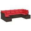 vidaXL Tuinbankenset 7 st 7-Aantal zitplaatsen Bruin en Rood Poly riet