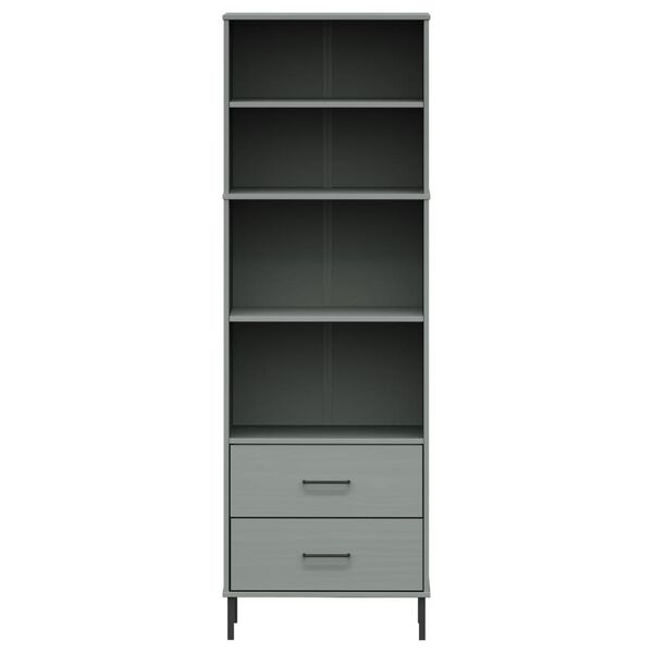 vidaXL Boekenkast met 2 lades OSLO 60x35x180 cm massief hout grijs