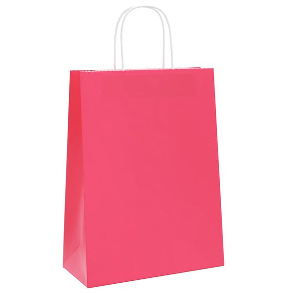 vidaXL Papieren zakken 50 st met hengsels 26x12x35 cm roze