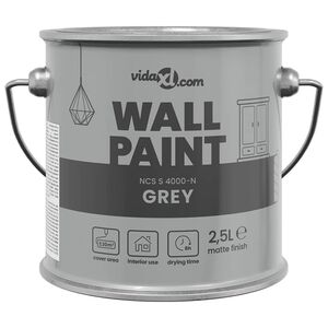 vidaXL Muurverf Grijs 2,5 L Wandprint