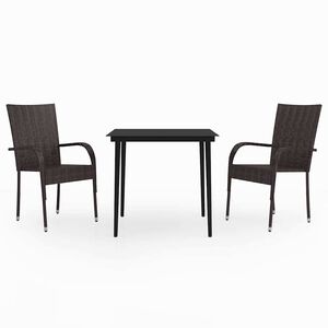 vidaXL 3-delige Tuinset bruin en zwart