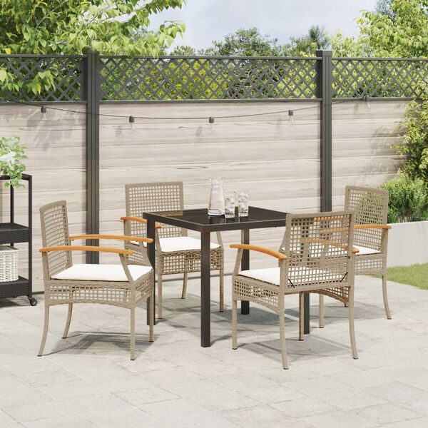 vidaXL Tuin Eetset 5 pcs Beige poly rattan