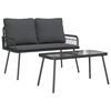 vidaXL Tuin eettafelset 2 st Zwart poly rattan