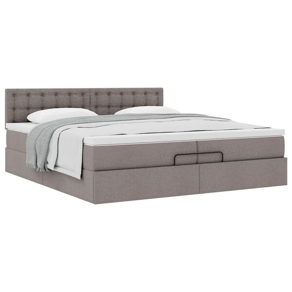 vidaXL Ottoman bed met matras 200x200 cm stof taupe